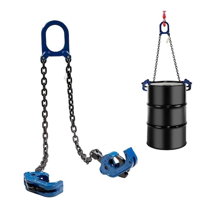 Mytee Products Chain Drum Lifter 2000 lbs WLL Carbon Steel Hook Self Locking Hoist Barrel Lift DrumLifter