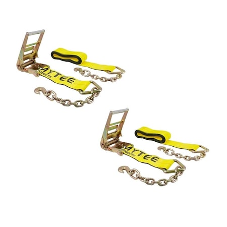 Mytee Products 4inX30ft Ratchet Straps w/chain, WLL 5400 Tie Down Strap, 2PK RS430CAx2