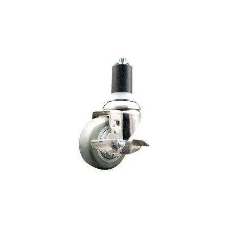 Service Caster 3.5 Inch 316SS Gray Polyurethane Swivel 1-1/2 Inch Expanding Stem Caster Brake SCC-SS316EX20S3514-PPUB-TLB-112
