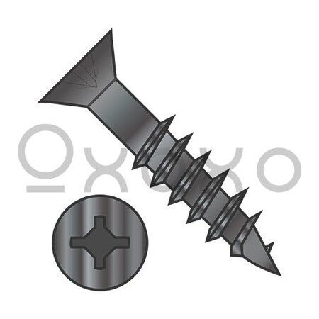 Oxoxo 8X1 1/4 Square Phillips Drive Flat Head no Nibs DeepThread Wood Screw 2/3 Thrd Black Ox, 7300PK 504550