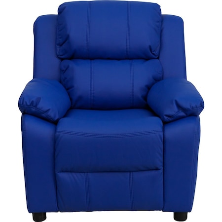 Flash Furniture Kids Recliner, 26" to 39" x 28", Upholstery Color: Blue, Frame Material: Hardwood, Plastic BT-7985-KID-BLUE-GG
