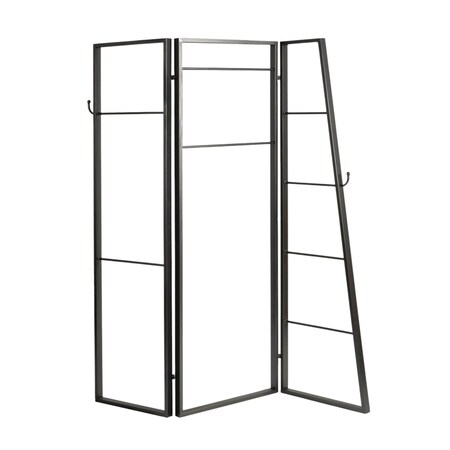 Homeroots 72" Gray Iron Folding Three Panel Screen Room Divider 342778