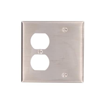 Leviton Combination Wallplate, Standard Size, Gang 2, Stainless Steel 84008-40