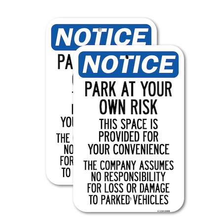 Signmission This Space Is Provided for Your Convenience - the Compa, 12'' X 18'', Heavy Gauge Aluminum, 2PK A-1218-2PACK-22808