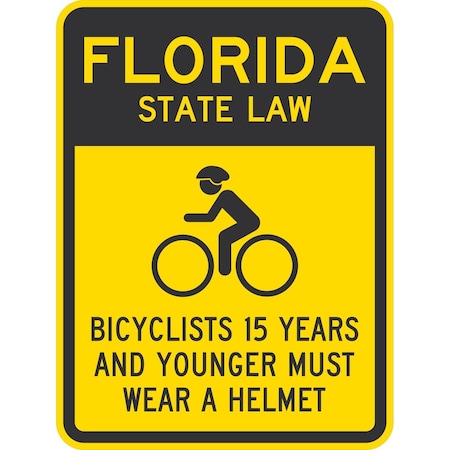 Lyle Bicyclists 15 Years And Younger Must Wear A Helmet (with Cyc, 18x24, Engineer Grade, Yellow G-10184-EG_18x24
