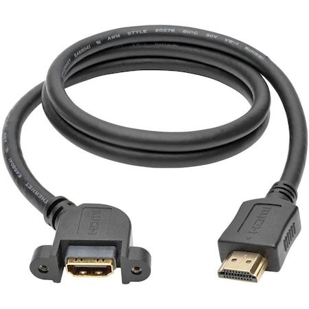 Tripp Lite HDMI Cable, Hi Speed, Panel Mount, M/F, 3ft P569-003-MF-APM