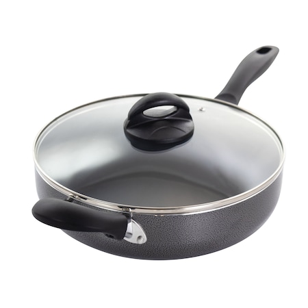 Oster Clairborne 10.25 Inch Aluminum Saute Pan with Lid in Charcoal Grey 75663.02