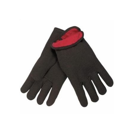 Mcr Safety Fleece-Lined Jersey Gloves, Large, Brown/Red, 12PK 127-7900L