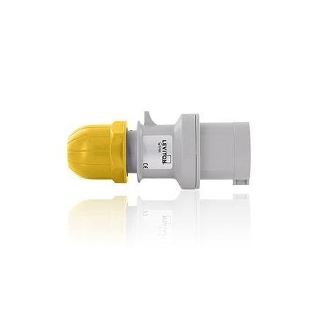 Leviton Pin & Sleeve Plug, 32 A, 100/130V AC, 2 Pole, IEC Grounding, Yellow S232-P4