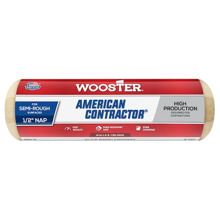 Wooster R563 9 in. American Contractor 0.5 in. Roller Cover 71497172204