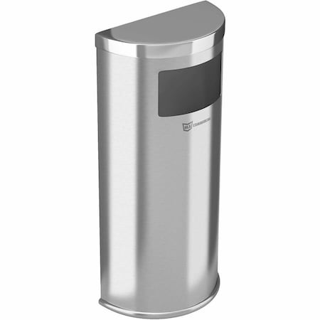 Hls Commercial 9 Gal Half-Round Side-Entry Trash Can, Stainless Steel HLSC01G09A