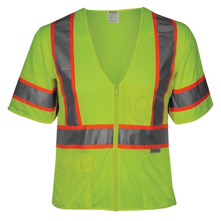 Reflective Apparel ANSI Type R Class 3 Seven Pocket Mesh Breakaway Vest 504ST-LM-MD