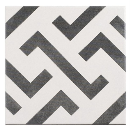 Andova Tiles SAMPLE-Istanelle Janian Black & White 8-in. Encaustic Matte Porcelain Wall & Floor Tile SAM-ANDIST1126