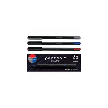 Pentonic Ballpoint Pen Set, 0.7 mm Pen Point, Assorted Ink, Nickel Silver Tip, 48PK PEN12126