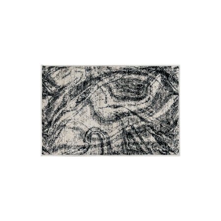 World Rug Gallery Distressed Abstract Area Rug 2 ft 3 in x 4 ft Black WR98BLACK2X4