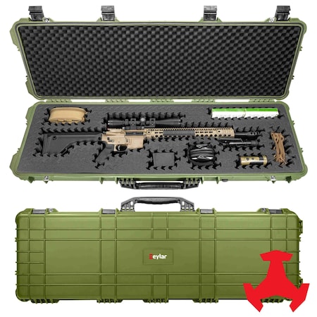Eylar 48in Hard Rifle Case Equipped With Ragar Reconfigurable & Reusable XP Crosslinked Foam Insert SA00014-GRN-RG-XP