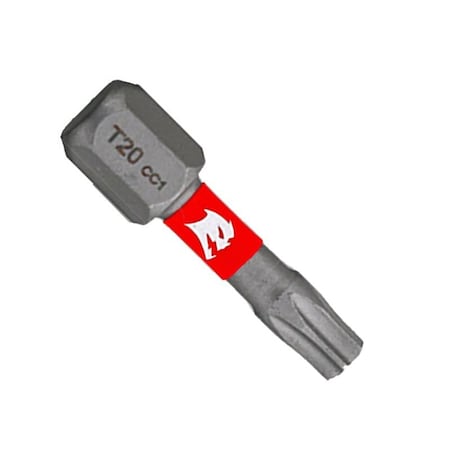 Diablo Insert Bit, T20 Drive, Torx Drive, 1/4 in Shank, Hex Shank, 1 in L, HSS DT201P100
