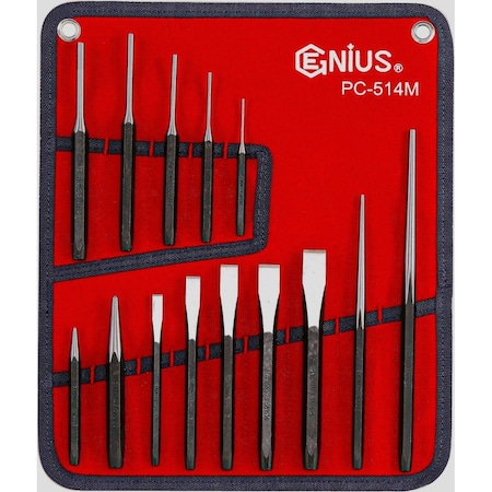 Genius Tools 14PC Metric Punch & Chisel Set PC-514M