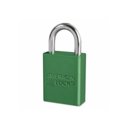 American Lock Solid Aluminum Padlocks, 1/4 in Dia, 1 in L X 3/4 in W, Green, 6PK 045-A1105GRN