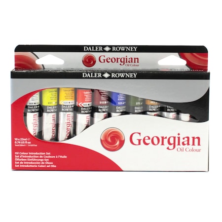 Daler-Rowney Georgian Oil Paint Introduction Set, Assorted Colors, 22ml, 10-Piece Set D111900050