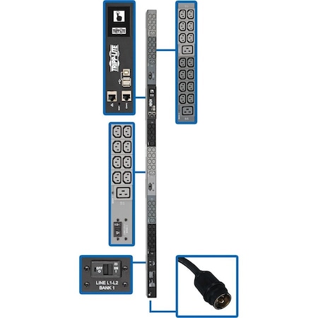 Tripp Lite PDU, Monitored, (42) C13, (6) C19, CS8365C 50A, 10 ft. PDU3EVN10H50B