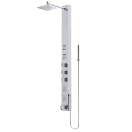 Vigo 58 in. H x 5 in. W 4-Jet Shower Panel System with Square Rainhead, Tub Filler and Hand Shower VG08023ST