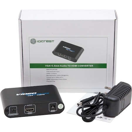 Syba Multimedia VGA Video + 3.5mm Audio Input to HDMI Output High-Definition Converter SY-ADA31050