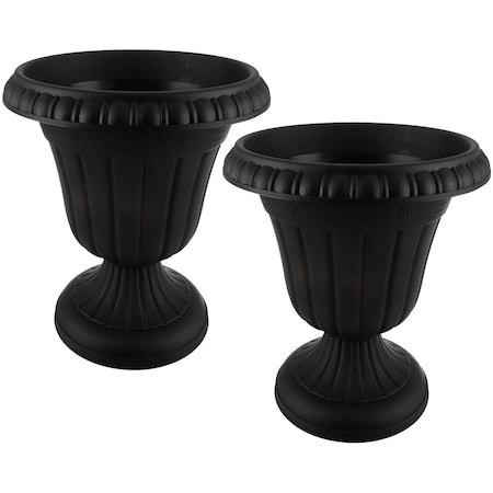 Pure Garden Outdoor Planter 2-Pack 16x18 in Urn Planters Plastic Plant Pots for Indoor or OutdoorFlower Pots 50-LG1431