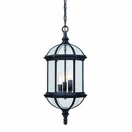Homeroots Three Light Matte Black Eastern Lantern Hanging Light 398006