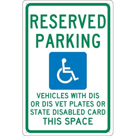 Nmc State Handicapped Reserved Parking Wisconsin Sign, TMS343G TMS343G