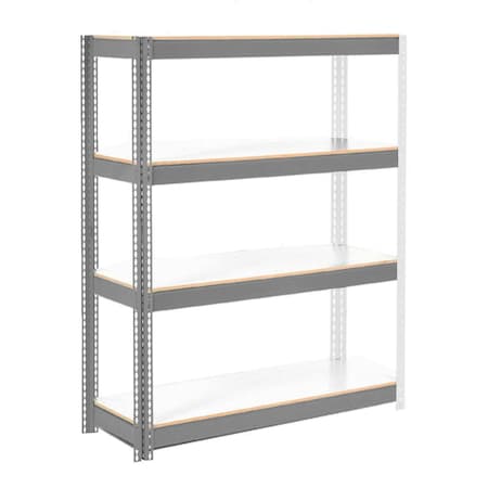 Global Industrial 4 Shelf Standard Duty Boltless Shelving Add On 36"Wx18"Dx60"H, Laminate Deck B3153397