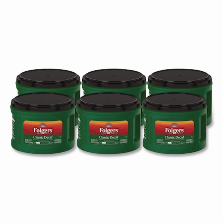 Folgers Classic Decaf Ground Coffee, Classic Roast Decaffeinated, 19.2 oz, Can, PK6 374