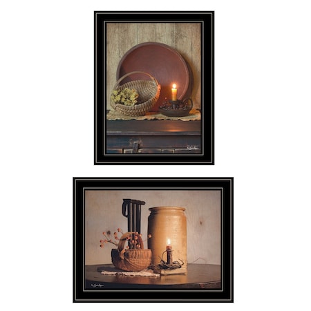 Homeroots Set Of Two Red Bowl or Bittersweet Basket 2 Black Framed Print Wall Art, 2PK 405998