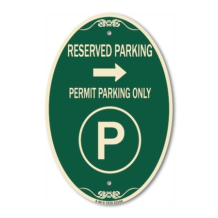 Signmission Reserved Parking - Permit Parking Only with S, 12 In X 18 In Architectural, Heavy Gauge Aluminum A-OV-G-1218-23144
