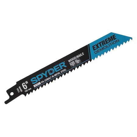 Spyder 6 Inch 6 TPI Bi-Metal Demolition Reciprocating Saw Blade, 5 Pieces - 200406-5