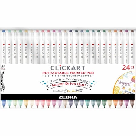 Clickart Marker, Assorted, Bullet Tip, Retractable 69824