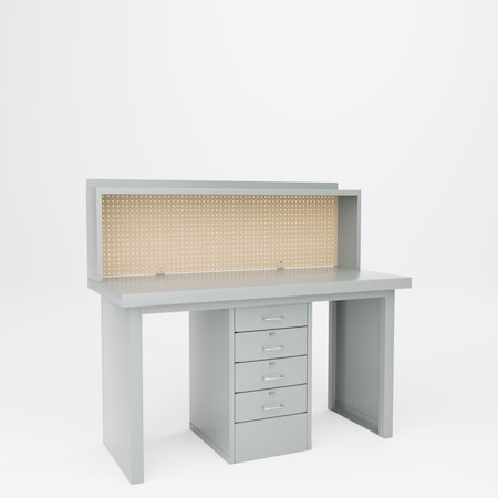 Pucel Center Drawer Work Station, 60 in W x 33.5 in H x 30 in D, Light Blue EWS-3060-S