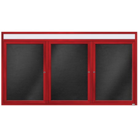 Aarco Enclosed Letter Board Directory w/ Powder Coated Red Aluminum Frame and Header, 36''Hx72''W, 2 Doors ADC3672HR