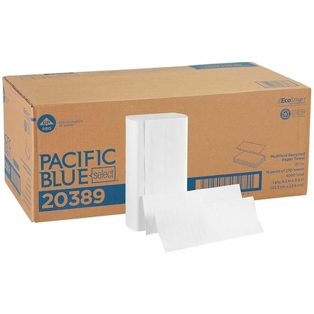 Georgia-Pacific Pacific Blue Select Multifold Paper Towels, 2 Ply, 250 Sheets, White, 16 PK 20389