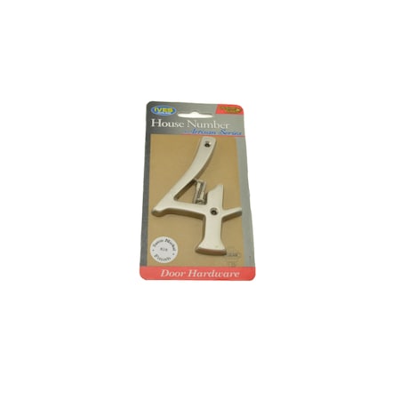 Schlage Residential Solid Brass Carded Classic House Number 4 Satin Nickel Finish SC23046619