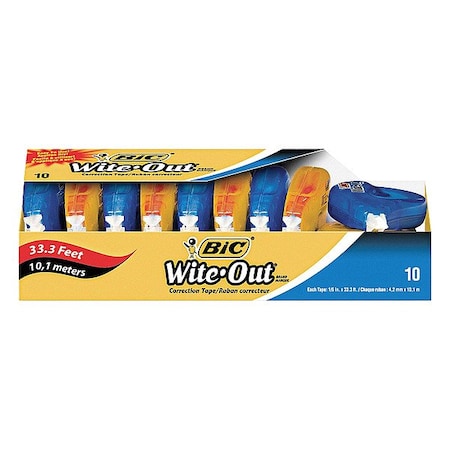 Bic Correction Tape, White, PK10 BICWOTAP10