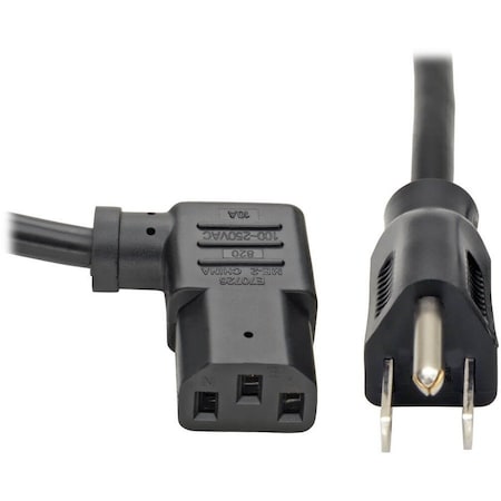 Eaton Tripp Lite Series Computer Power Cord, NEMA 5-15P to Right-Angle C13 - 10A, 125V, 18 AWG, 14 ft. P006-014-13RA