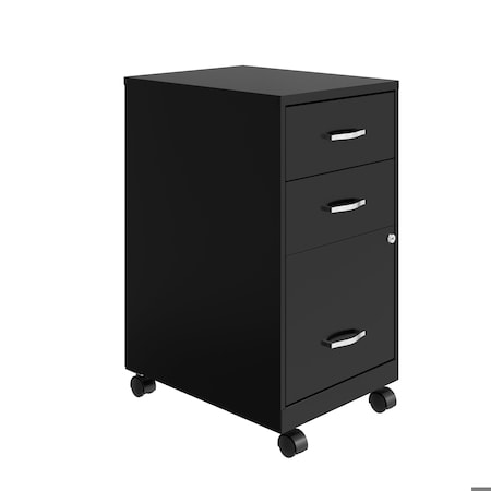Space Solutions 14.25 in W 3 Drawer Mobile Vertical File Cabinet, Black 24427