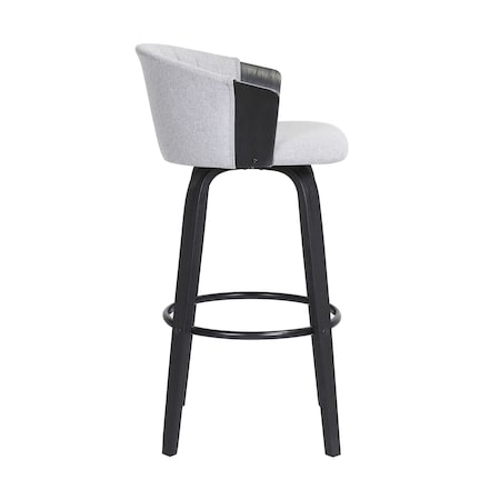Homeroots 26" Light Gray And Black Fabric Swivel Counter Height Bar Chair 534420