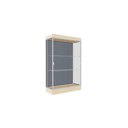 Ghent Lighted Floor Display Case 48x76x20, 6" Base, Satin 92LFBS-SN-BGW
