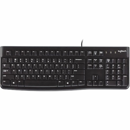 Logitech Corded Keyboard, 17-3/4"x6-1/8"x7/8" , Black 920002478