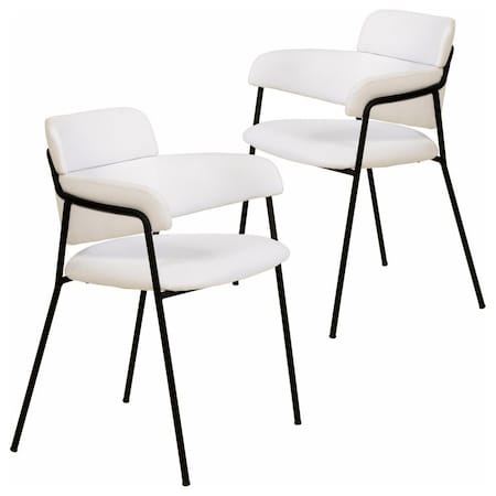 Leisuremod Axis Collection Modern Dining Chair in White, 2PK AC22W2