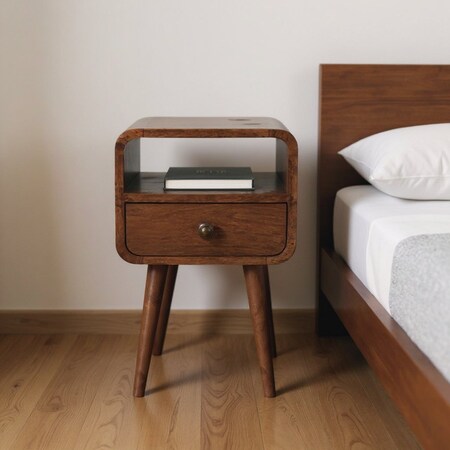 Homeroots 22" Brown Solid Wood Square One Drawer Nightstand 651524