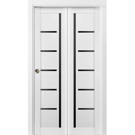 Sartodoors Sliding Closet Bi-fold Doors White Solid Core Modern Interior QUADRO4588BF-WS-60 x 96 (2* 30x96)