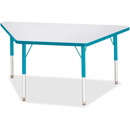 Jonti-Craft Berries Trapezoid Activity Tables, 24 in. x 48 in., E-height, Freckled Gray/Teal/Gray 6438JCE005